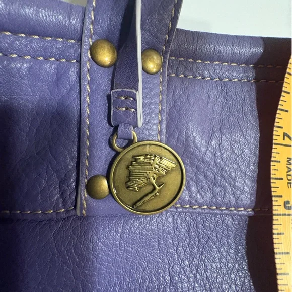 LEVENGER ST. TROPEZ DOUBLE POCKETS TWO WAY CROSSBODY BLUEish/  purple Tote EUC - Picture 9 of 14